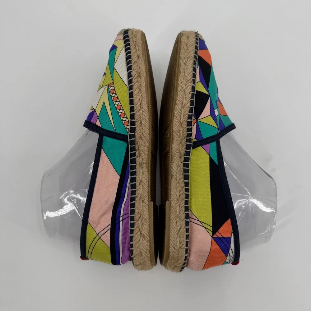 Respoke Geometric Silk Scarf Espadrilles Multicolor Slip On Flats Spain Size 38